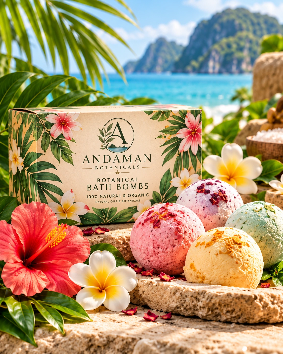 Andaman Botanicals Botanical Bath Bombs in its own tropical product photograph